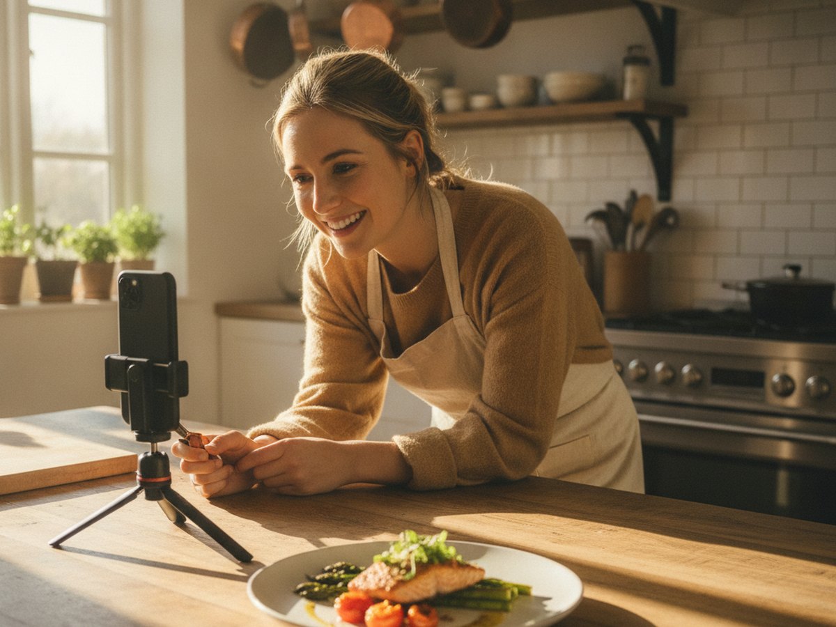 Creator filming in a kitchen