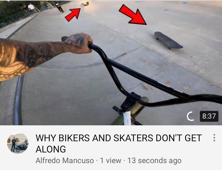 WHY BIKERS AND SKATERS DON'T GET ALONG https://youtu.be/FpnCMWCc86o